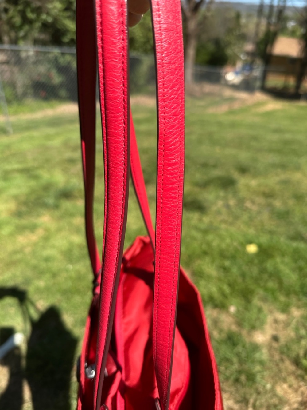 Coach Nylon & Leather Turnlock Tote Red F57903 2017 Large Shoulder Bag - Picture 8 of 13